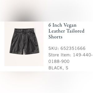Abercrombie 6 inch Vegan Leather Tailored Shorts